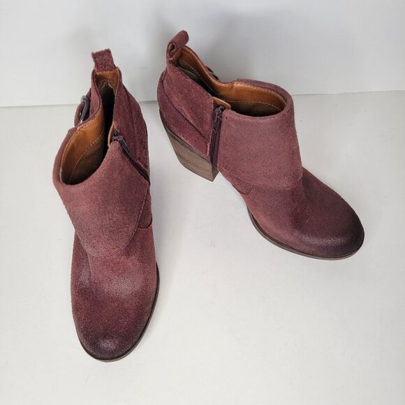 Lucky Brand Women's Size 8.5 Ankle Boots Red Suede Leather Oppus - Picture 2 of 10